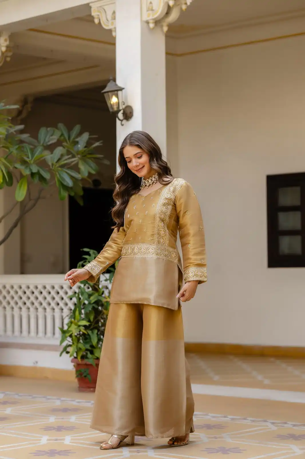 RR 42 Mustered Banarasi Viscous Salwar Suit with Embroidery Work & Bead Work. Exclusive Offer ₹2549. Delivery 4-6 Working Days. Shop now. | Casual Suits, Jump Suits, Creative suits, Designer Suits, Palazzo Suits, Party Wear Suits, Patiala Suits, Salwar suit, Straight Suits