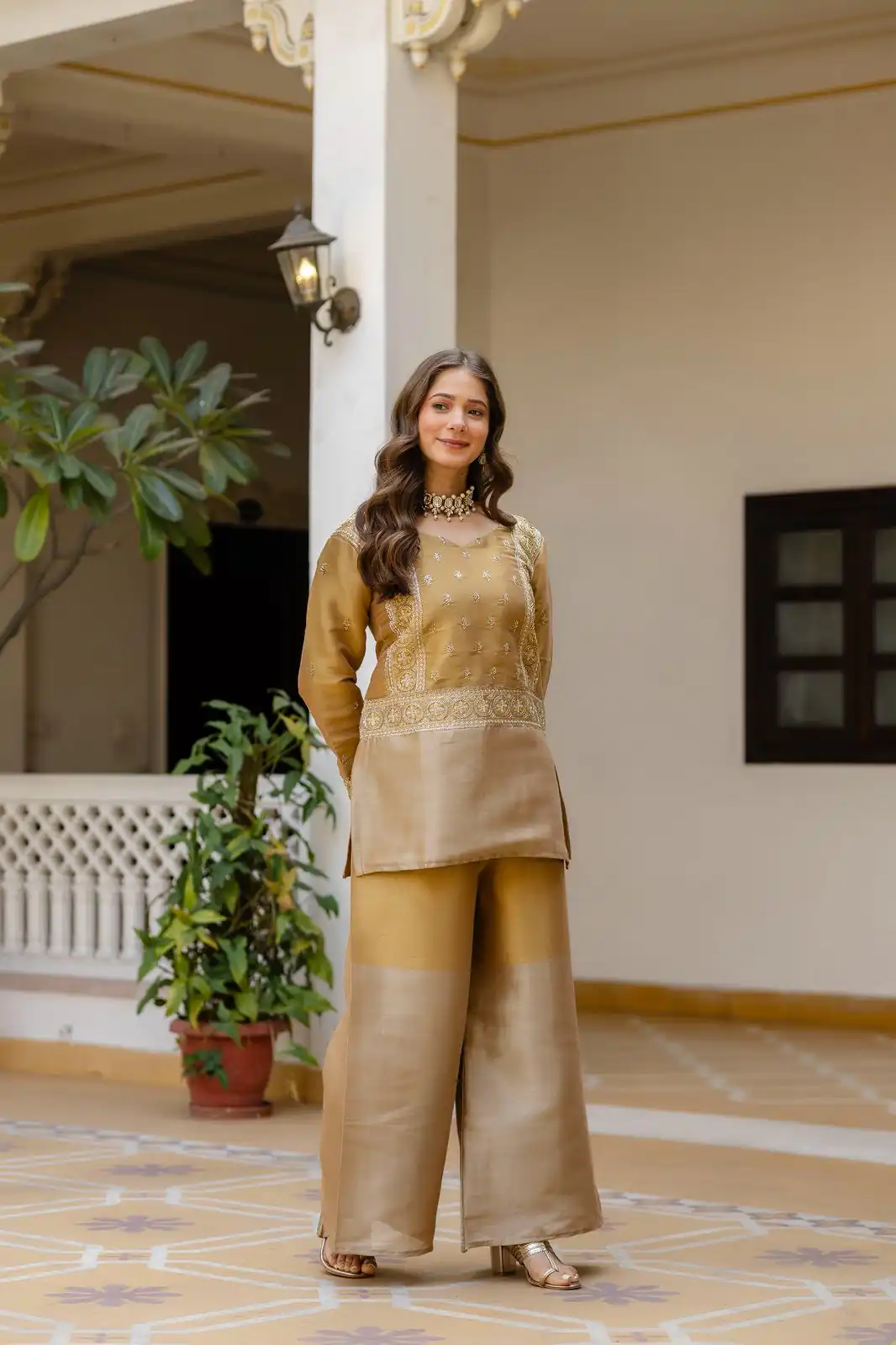 RR 42 Mustered Banarasi Viscous Salwar Suit with Embroidery Work & Bead Work. Exclusive Offer ₹2549. Delivery 4-6 Working Days. Shop now. | Casual Suits, Jump Suits, Creative suits, Designer Suits, Palazzo Suits, Party Wear Suits, Patiala Suits, Salwar suit, Straight Suits