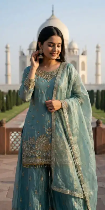 NSR 886 Sky Blue Color Salwar Suit with Mirror Work & Embroidery Work. Best Price ₹2399. Delivery 4-6 Working Days. Shop now. | Casual Suits, Jump Suits, Creative suits, Designer Suits, Palazzo Suits, Party Wear Suits, Patiala Suits, Salwar suit, Straight Suits