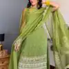 Green Faux Georgette Mirror Embroidery Work Salwar Suit
