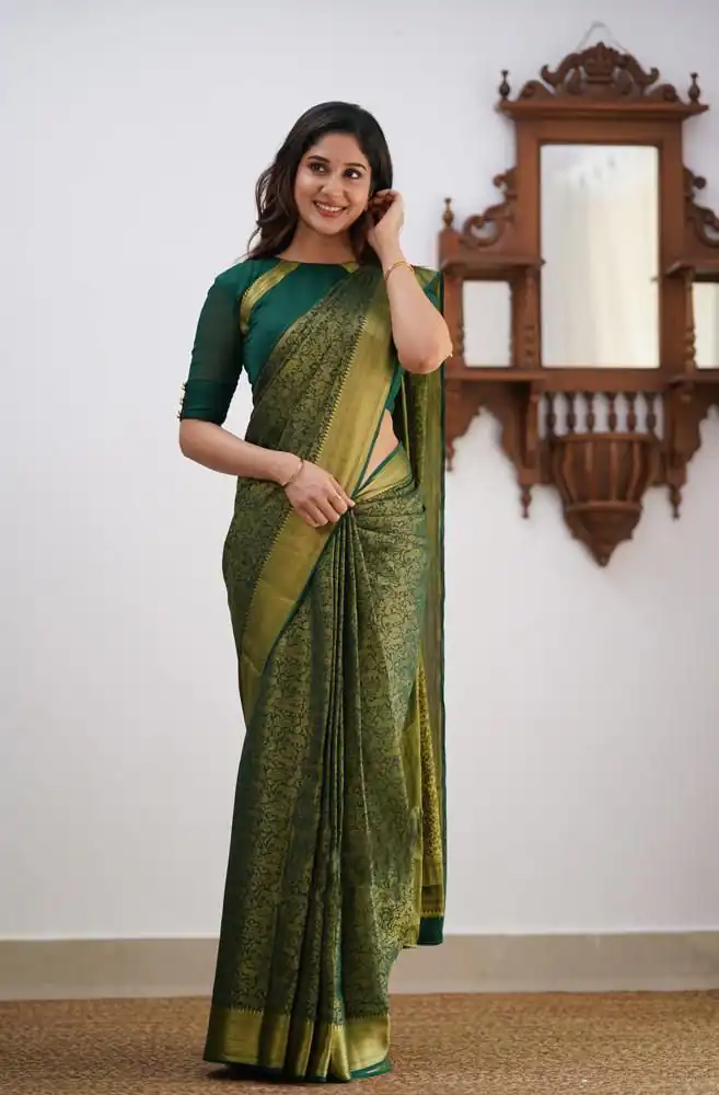 KPR 168 Green in Soft Lichi Silk Lace Border & Lace Work Saree . Available at ₹1299 only. Delivery 4-6 Working Days. Shop now. | Creative Sarees, Bollywood Sarees, Designer Sarees, Embroidered Sarees, Ethnic Saree, Modern Digital sarees, Party Wear Sarees, Sarees