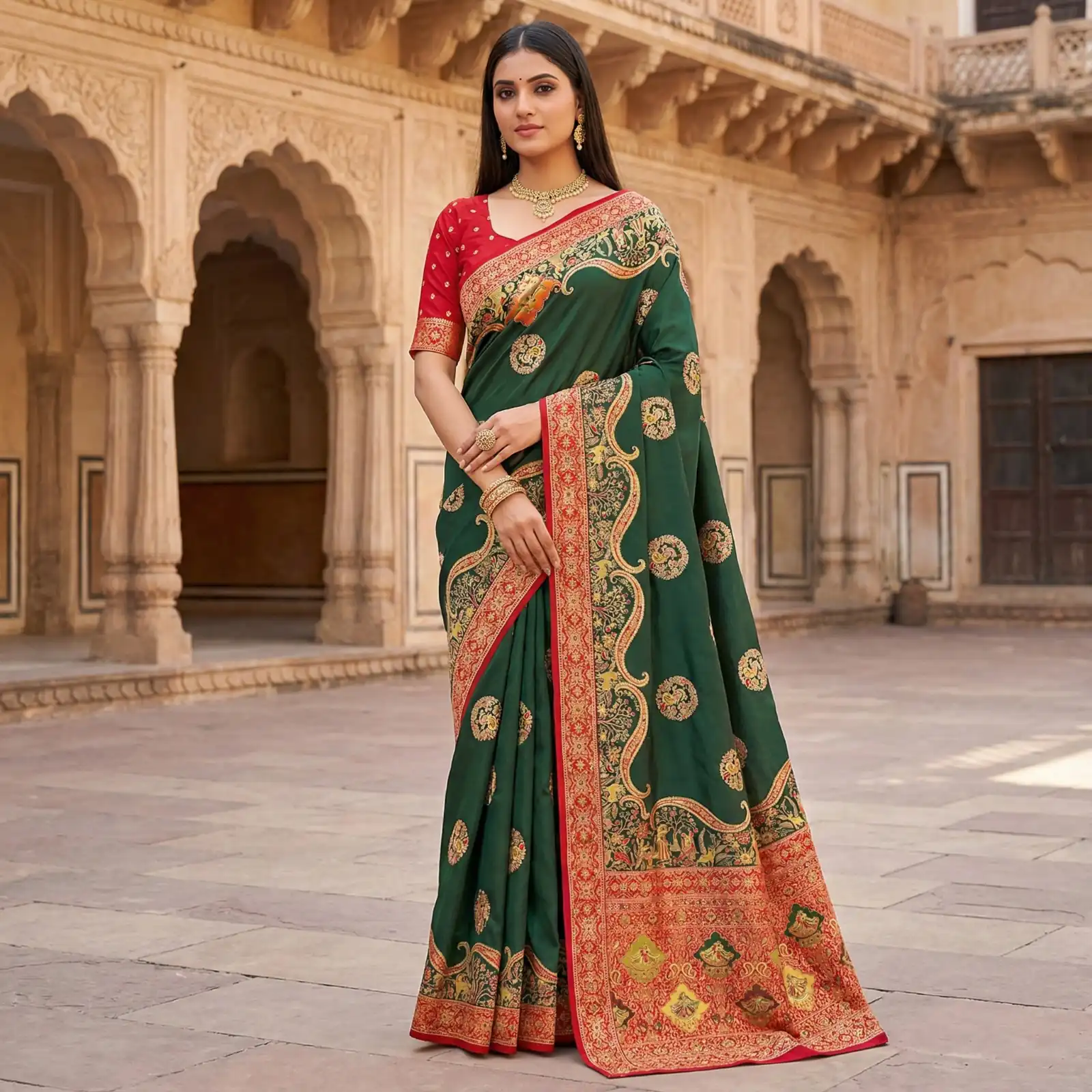 MB 50 Green Pashmina Silk Saree with Lace Work & Lace Border. Online Festive Deal ₹2399. Delivery 4-6 Working Days. Shop now. | Creative Sarees, Bollywood Sarees, Designer Sarees, Embroidered Sarees, Ethnic Saree, Modern Digital sarees, Party Wear Sarees, Sarees