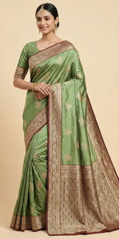 MB 13 Green Color Smooth Satin Gold Butta Zari Work Saree. Online Special Price ₹2149. Delivery 4-6 Working Days. Shop now. | Creative Sarees, Bollywood Sarees, Designer Sarees, Embroidered Sarees, Ethnic Saree, Modern Digital sarees, Party Wear Sarees, Sarees
