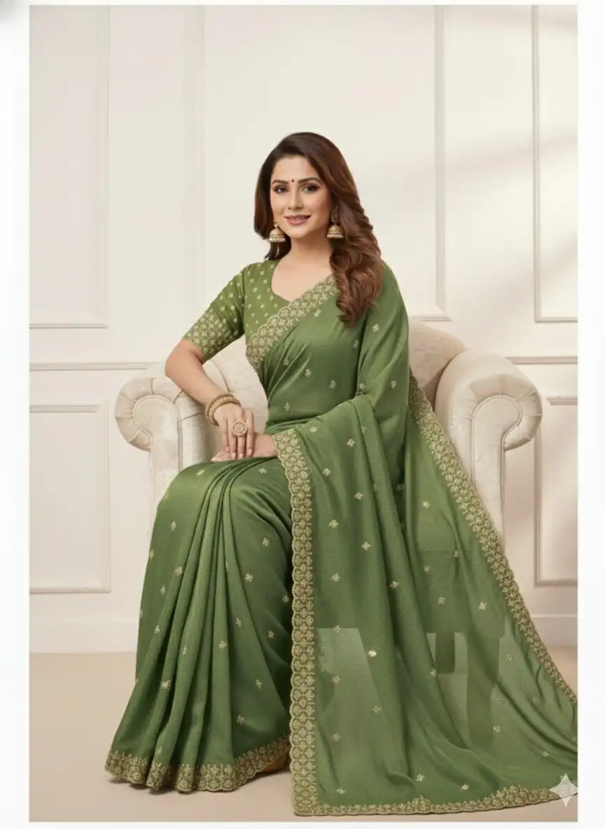 JR 659 Green in Color Star Georgette Embroidery Work Saree . Available at ₹1799 only. Delivery 4-6 Working Days. Shop now. | Creative Sarees, Bollywood Sarees, Designer Sarees, Embroidered Sarees, Ethnic Saree, Modern Digital sarees, Party Wear Sarees, Sarees