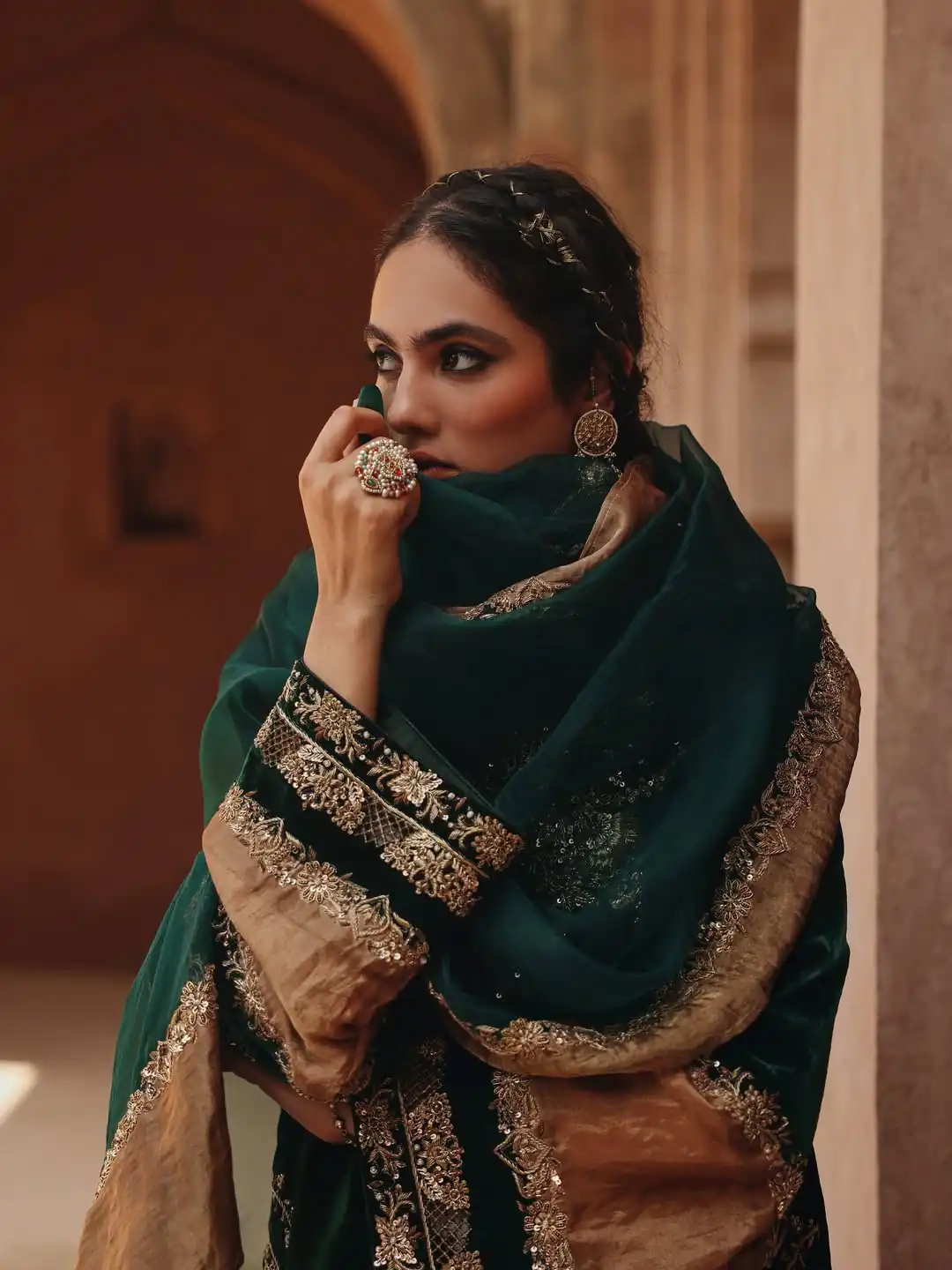 Green Velvet Mirror Sequence Work Salwar Suit - Image 7