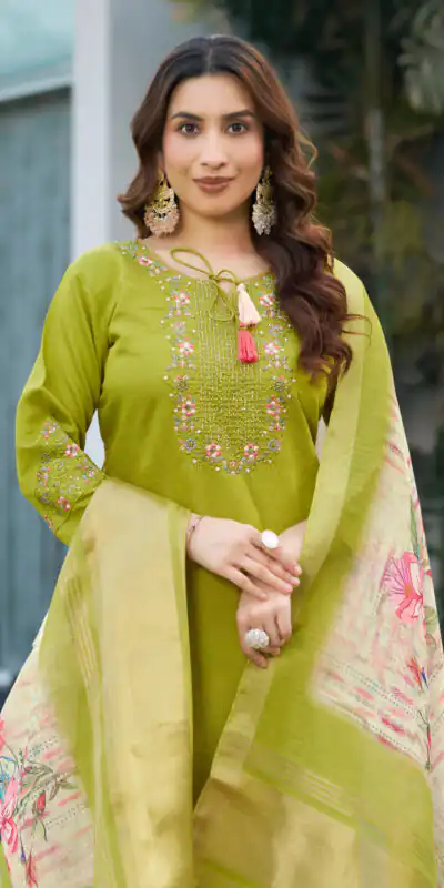 DIVA 115 Green Viscose Silk Salwar Suit with Digital Print & Embroidery Work. Festive Deal ₹2049. Delivery 4-6 Working Days. Shop now. | Casual Suits, Jump Suits, Creative suits, Designer Suits, Palazzo Suits, Party Wear Suits, Patiala Suits, Salwar suit, Straight Suits