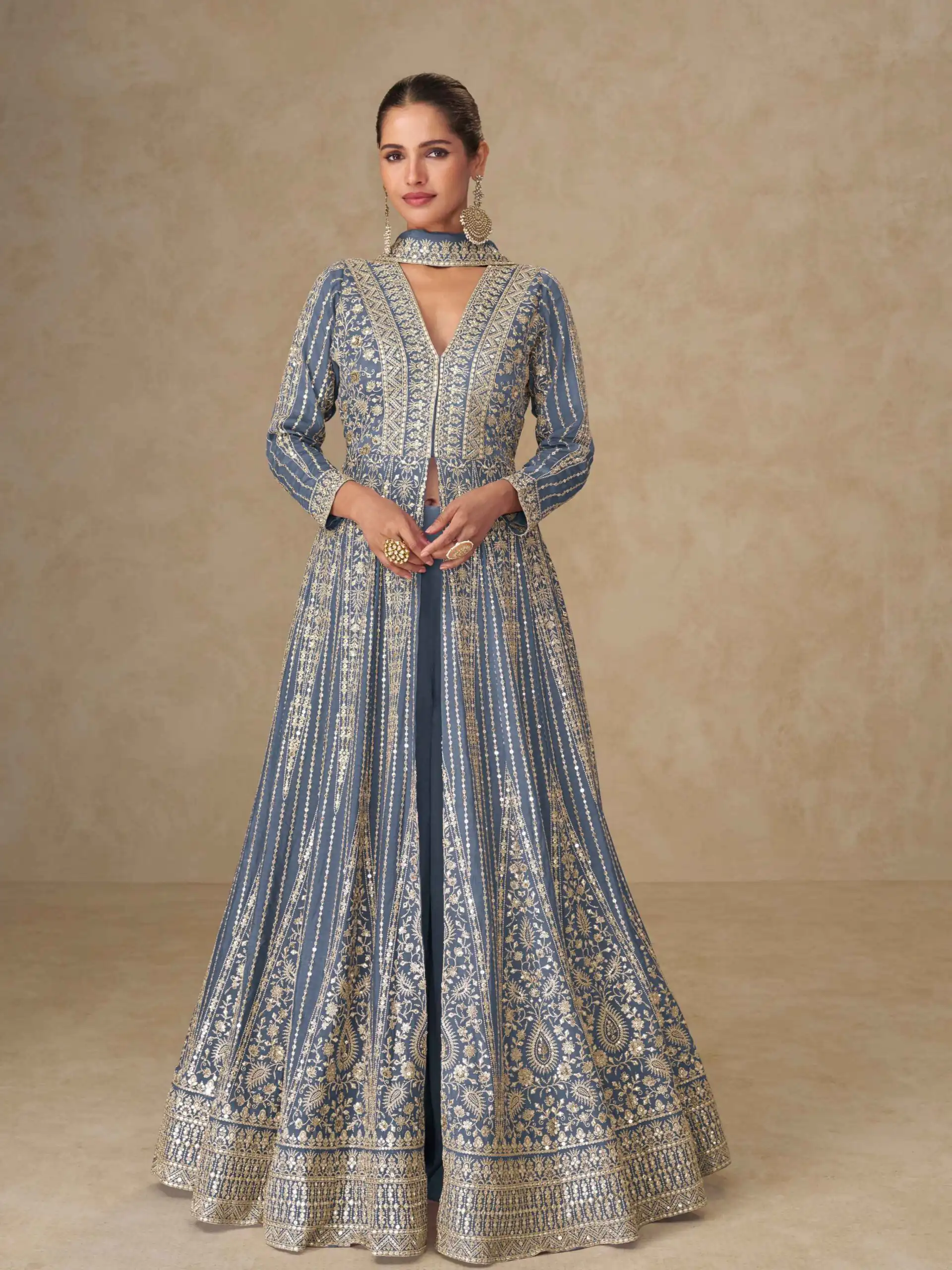 FC 10355 Grey Chinon Silk Salwar Suit with Embroidery Work & Lace Work. Affordable Price ₹3699. Delivery 4-6 Working Days. Shop now. | Casual Suits, Jump Suits, Creative suits, Designer Suits, Palazzo Suits, Party Wear Suits, Patiala Suits, Salwar suit, Straight Suits