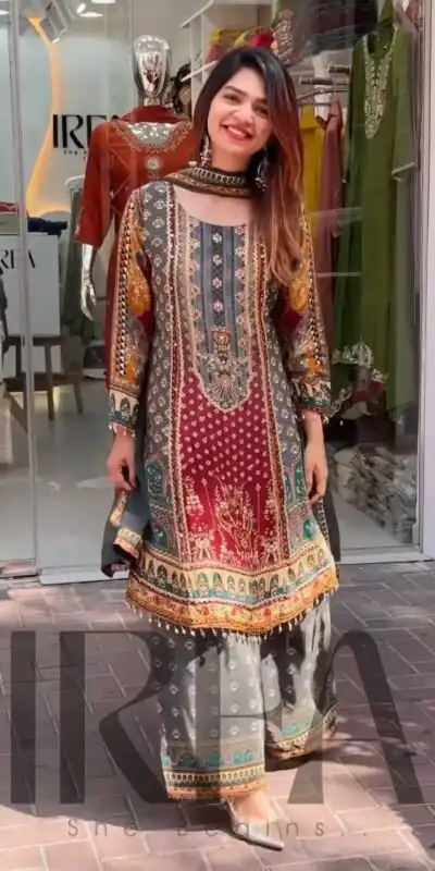 ST 207 Grey Color Georgette Salwar Suit with Embroidery Work. Introductory Price ₹1949. Delivery 4-6 Working Days. Shop now. | Casual Suits, Jump Suits, Creative suits, Designer Suits, Palazzo Suits, Party Wear Suits, Patiala Suits, Salwar suit, Straight Suits