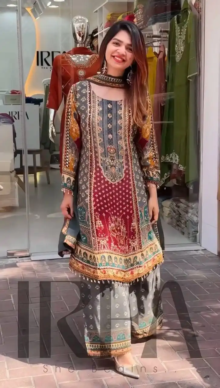 ST 207 Grey Color Georgette Salwar Suit with Embroidery Work. Introductory Price ₹1949. Delivery 4-6 Working Days. Shop now. | Casual Suits, Jump Suits, Creative suits, Designer Suits, Palazzo Suits, Party Wear Suits, Patiala Suits, Salwar suit, Straight Suits