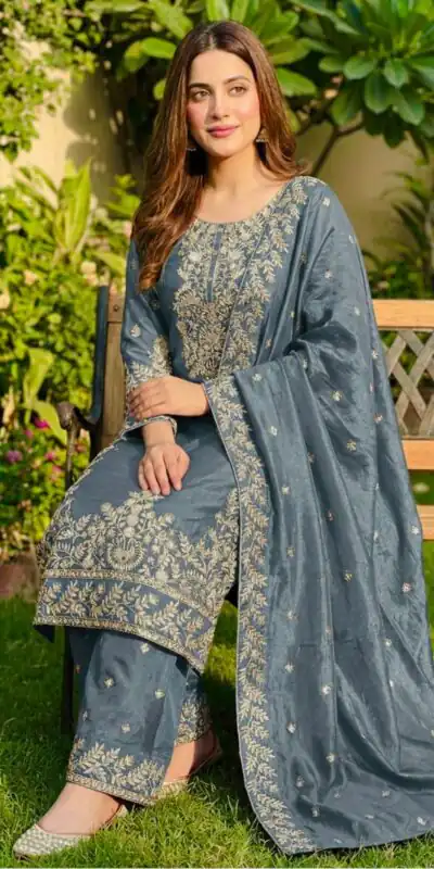 SRK 5316 Grey Organza Silk Salwar Suit Perfect for Wedding, Party, Makar Sankranti, Eid, Durga Puja – . Affordable Price ₹2149. Delivery 4-6 Workin | Casual Suits, Jump Suits, Creative suits, Designer Suits, Palazzo Suits, Party Wear Suits, Patiala Suits, Salwar suit, Straight Suits
