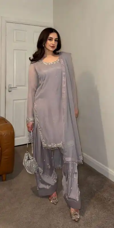 SRK 5263 Lavender Color Fox Georgette Salwar Suit with Embroidery Work. Online Now at just ₹1749. Delivery 4-6 Working Days. Shop now. | Casual Suits, Jump Suits, Creative suits, Designer Suits, Palazzo Suits, Party Wear Suits, Patiala Suits, Salwar suit, Straight Suits