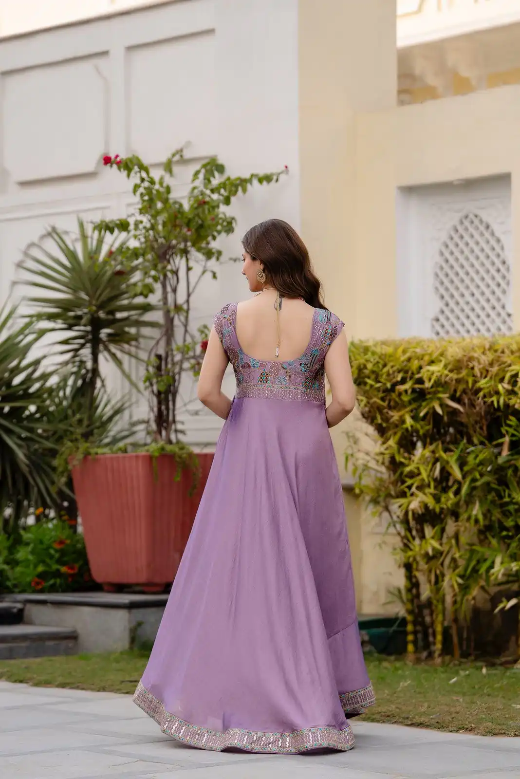 RR 39 Rust Lavender Silk Gown Perfect for Wedding, Party, Holi, Anniversary, Mehendi –. Grab it for ₹2149. Delivery 4-6 Working Days. Shop now. | Bollywood Gowns, Creative Gowns, Designer Gowns, Embroidered Gowns, Gowns, Party Wear Gowns