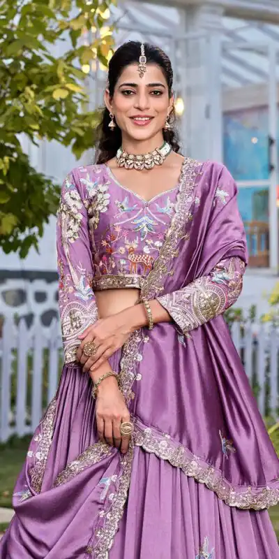 Ram 162 Lavender in Color Vichitra Silk Embroidery Work Lehenga Choli . Now at just ₹3149. Delivery 4-6 Working Days. Shop now. | Bollywood Lehenga, Creative Lehenga, Designer Lehenga, Embroidered Lehenga, Lehenga, Party Wear Lehenga