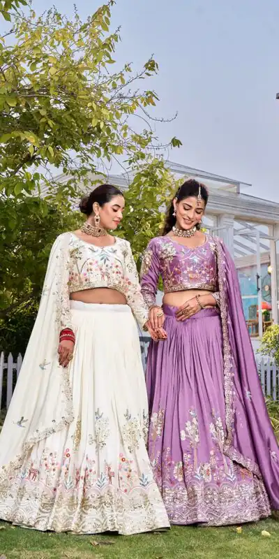 Ram 162 Lavender in Color Vichitra Silk Embroidery Work Lehenga Choli . Now at just ₹3149. Delivery 4-6 Working Days. Shop now. | Bollywood Lehenga, Creative Lehenga, Designer Lehenga, Embroidered Lehenga, Lehenga, Party Wear Lehenga