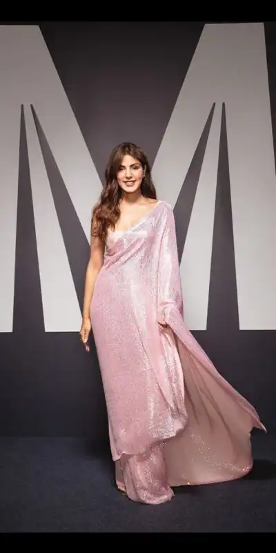 Light Peach Georgette Sequence Work Saree