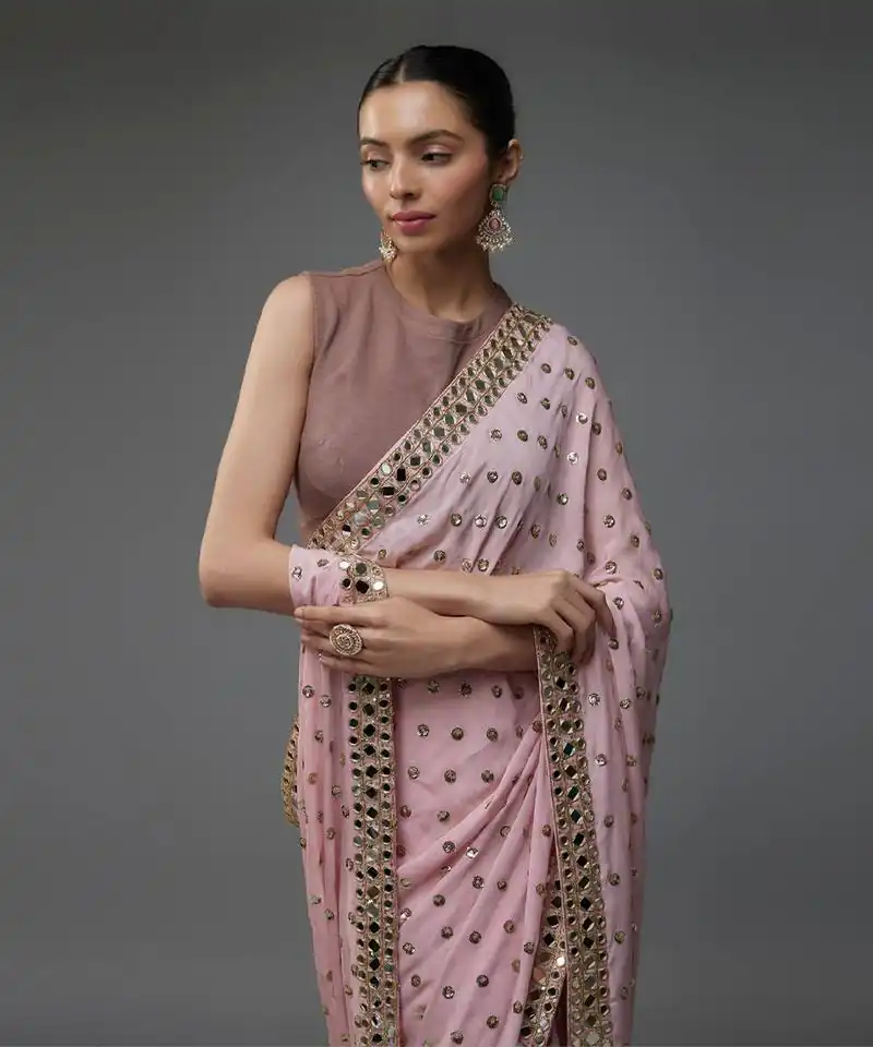 DF 3469 Light Pink Faux Georgette Saree Perfect for Wedding, Party, Bridal Wear, Baisakhi, Raksha Bandhan –. Introductory Price ₹1999. Delivery 4-6 Workin | Creative Sarees, Bollywood Sarees, Designer Sarees, Embroidered Sarees, Ethnic Saree, Modern Digital sarees, Party Wear Sarees, Sarees