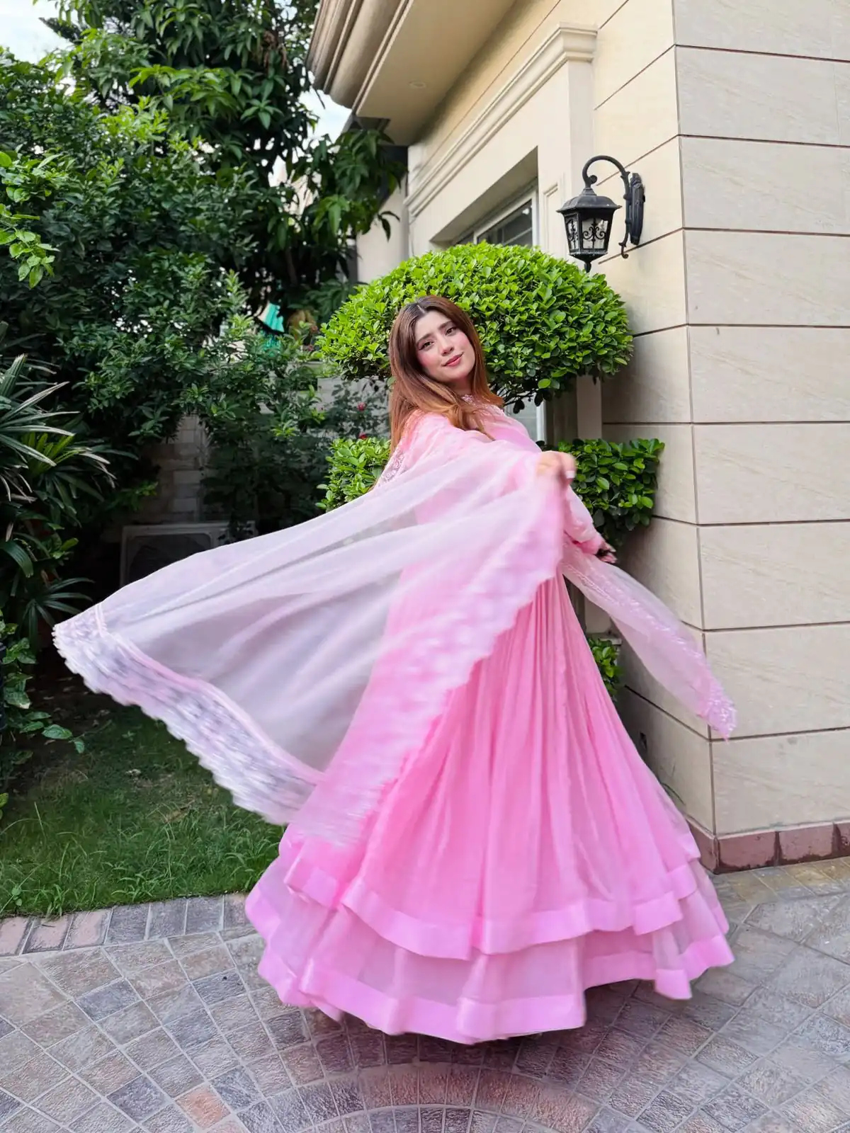 Light Pink Faux Georgette Thread Sequence Salwar Suit - Image 3