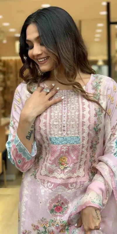 DC G22 Light Pink in Maslin Digital Print Salwar Suit . Wedding, Party, Festive, Events, Introductory Price ₹1749. Delivery 4-6 Working Days. Shop now. | Casual Suits, Jump Suits, Creative suits, Designer Suits, Palazzo Suits, Party Wear Suits, Patiala Suits, Salwar suit, Straight Suits