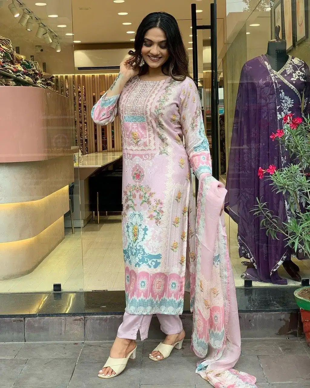 DC G22 Light Pink in Maslin Digital Print Salwar Suit . Wedding, Party, Festive, Events, Introductory Price ₹1749. Delivery 4-6 Working Days. Shop now. | Casual Suits, Jump Suits, Creative suits, Designer Suits, Palazzo Suits, Party Wear Suits, Patiala Suits, Salwar suit, Straight Suits