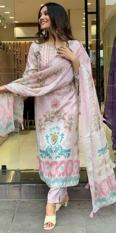 DC G22 Light Pink in Maslin Digital Print Salwar Suit . Wedding, Party, Festive, Events, Introductory Price ₹1749. Delivery 4-6 Working Days. Shop now. | Casual Suits, Jump Suits, Creative suits, Designer Suits, Palazzo Suits, Party Wear Suits, Patiala Suits, Salwar suit, Straight Suits