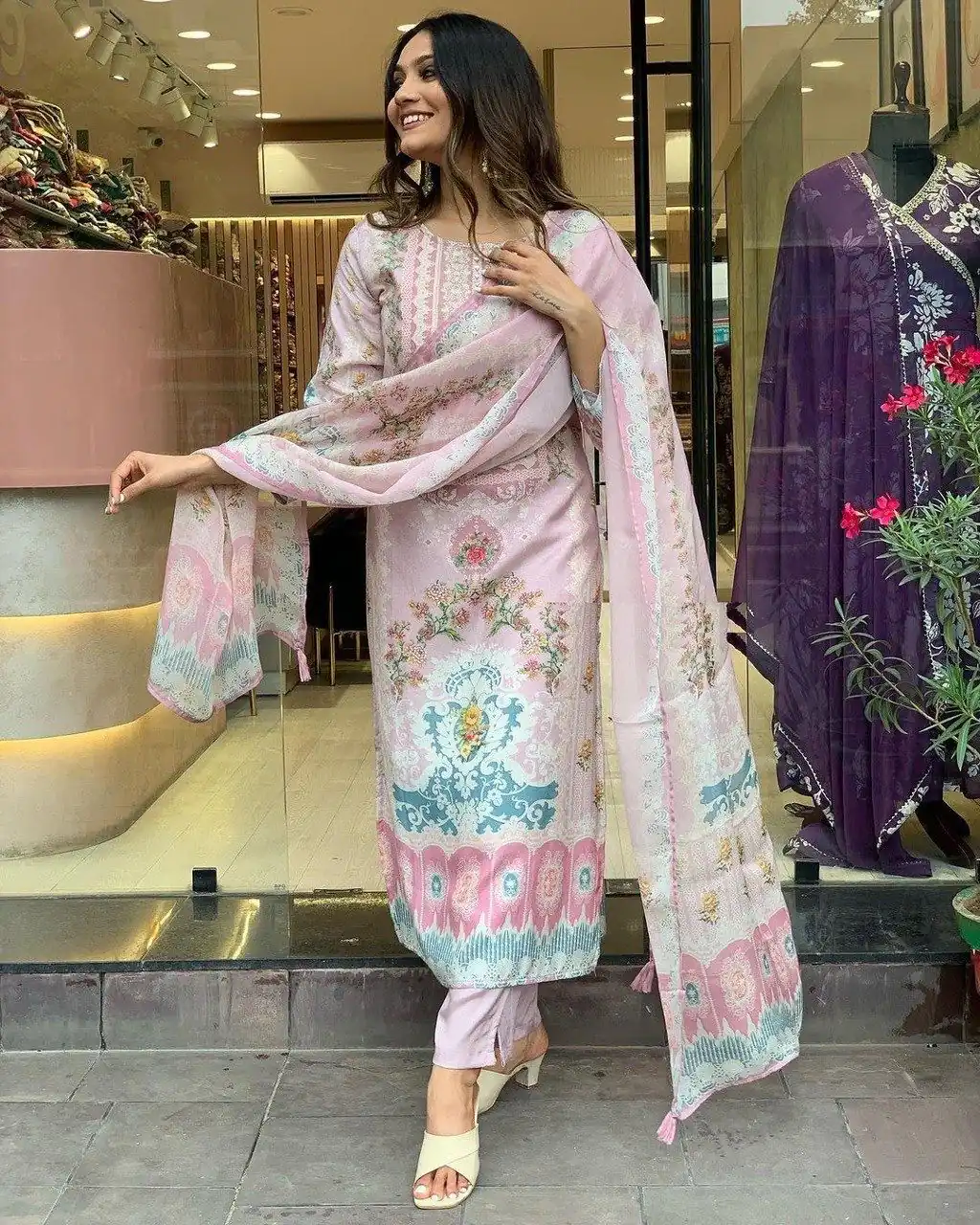 DC G22 Light Pink in Maslin Digital Print Salwar Suit . Wedding, Party, Festive, Events, Introductory Price ₹1749. Delivery 4-6 Working Days. Shop now. | Casual Suits, Jump Suits, Creative suits, Designer Suits, Palazzo Suits, Party Wear Suits, Patiala Suits, Salwar suit, Straight Suits