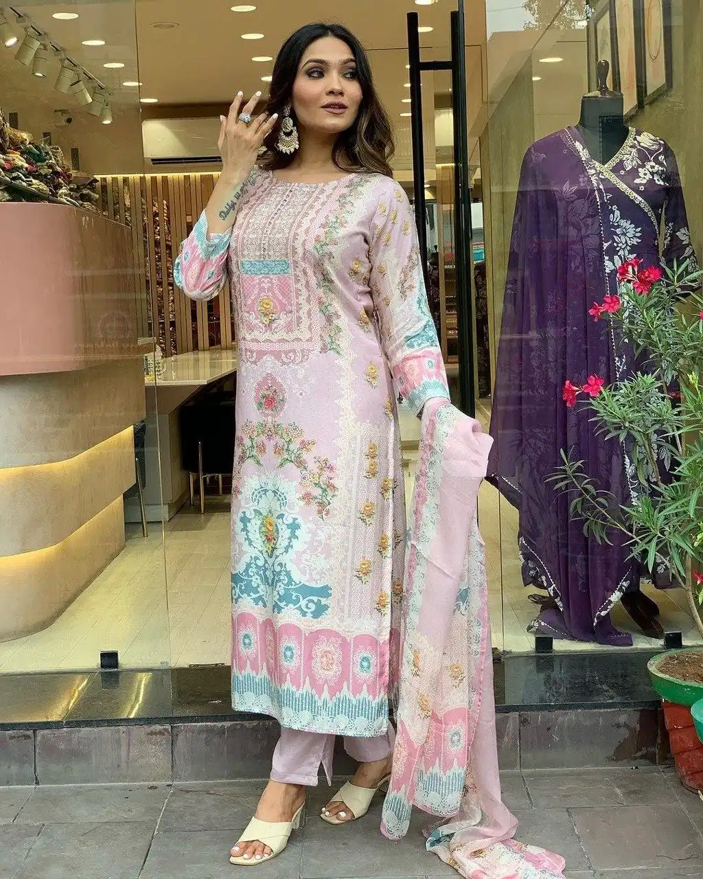 DC G22 Light Pink in Maslin Digital Print Salwar Suit . Wedding, Party, Festive, Events, Introductory Price ₹1749. Delivery 4-6 Working Days. Shop now. | Casual Suits, Jump Suits, Creative suits, Designer Suits, Palazzo Suits, Party Wear Suits, Patiala Suits, Salwar suit, Straight Suits