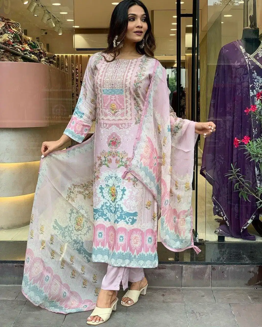 DC G22 Light Pink in Maslin Digital Print Salwar Suit . Wedding, Party, Festive, Events, Introductory Price ₹1749. Delivery 4-6 Working Days. Shop now. | Casual Suits, Jump Suits, Creative suits, Designer Suits, Palazzo Suits, Party Wear Suits, Patiala Suits, Salwar suit, Straight Suits