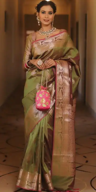 KPR 276 Mahendi in Soft Lichi Silk Lace Border & Lace Work Saree . Available at ₹1499 only. Delivery 4-6 Working Days. Shop now. | Creative Sarees, Bollywood Sarees, Designer Sarees, Embroidered Sarees, Ethnic Saree, Modern Digital sarees, Party Wear Sarees, Sarees