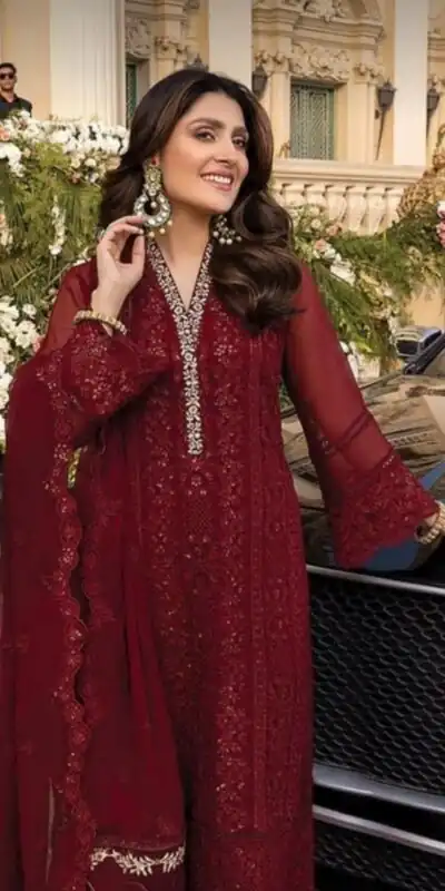 JF 001 Maroon Faux Georgette Salwar Suit. Perfect for Wedding, Party, Ganesh Chaturthi, Baisakhi, Bridal Wear – Exclusive Offer ₹2099. Delivery 4-6 | Casual Suits, Jump Suits, Creative suits, Designer Suits, Palazzo Suits, Party Wear Suits, Patiala Suits, Salwar suit, Straight Suits