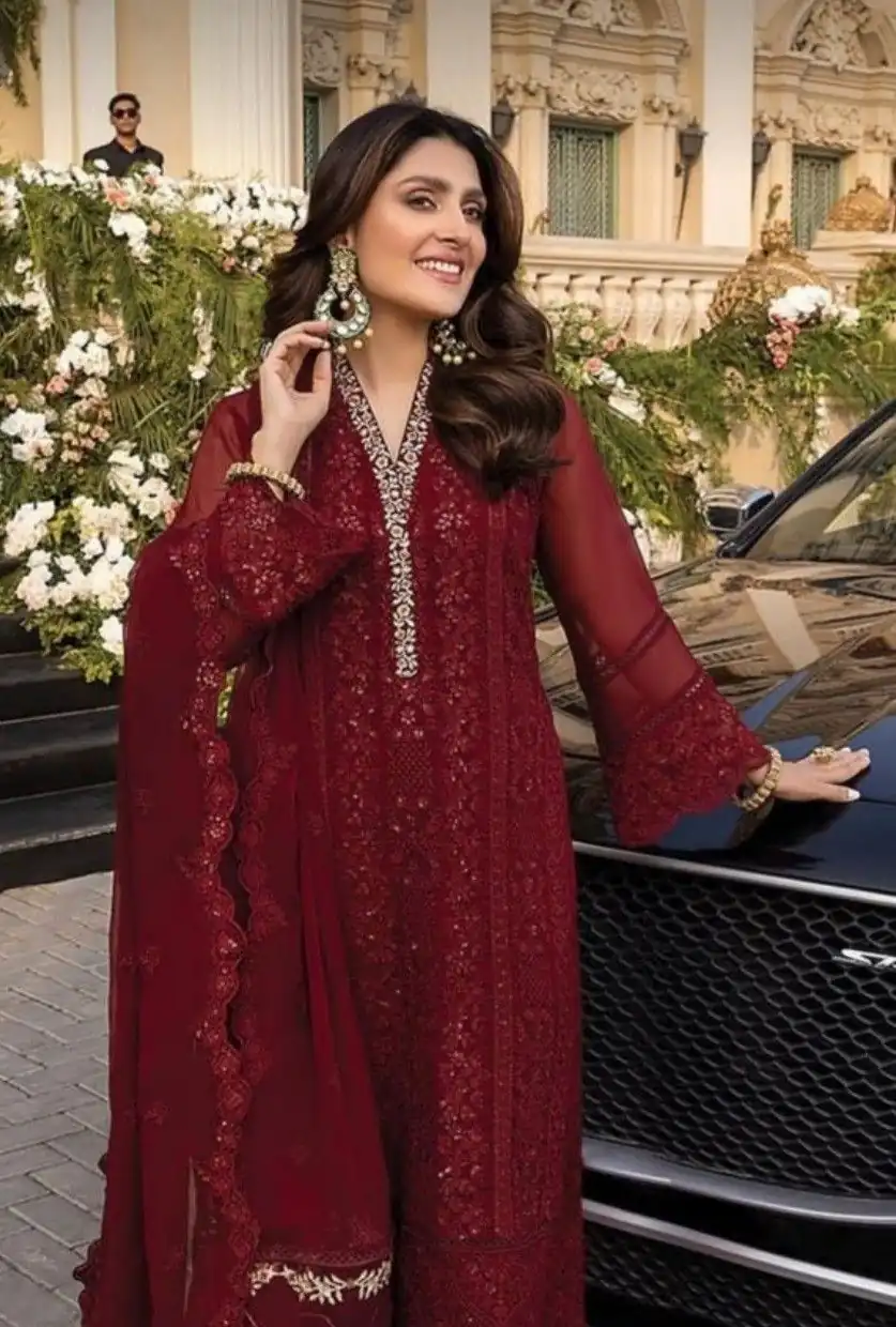 JF 001 Maroon Faux Georgette Salwar Suit. Perfect for Wedding, Party, Ganesh Chaturthi, Baisakhi, Bridal Wear – Exclusive Offer ₹2099. Delivery 4-6 | Casual Suits, Jump Suits, Creative suits, Designer Suits, Palazzo Suits, Party Wear Suits, Patiala Suits, Salwar suit, Straight Suits