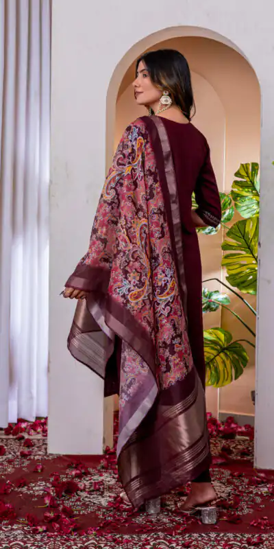 DIVA 112 Maroon Marina Silk Salwar Suit with Embroidery Work. Introductory Price ₹1999. Delivery 4-6 Working Days. Shop now. | Casual Suits, Jump Suits, Creative suits, Designer Suits, Palazzo Suits, Party Wear Suits, Patiala Suits, Salwar suit, Straight Suits