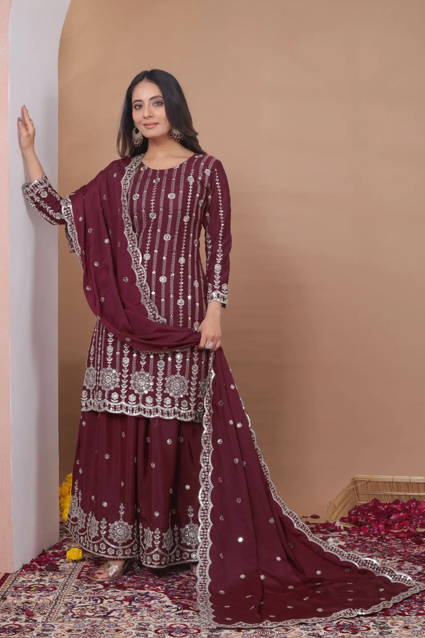 FE 126 Maroon Color Natural Crap Salwar Suit with Embroidery Work. Special Price ₹2399. Delivery 4-6 Working Days. Shop now. | Casual Suits, Jump Suits, Creative suits, Designer Suits, Palazzo Suits, Party Wear Suits, Patiala Suits, Salwar suit, Straight Suits