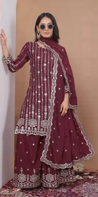 FE 126 Maroon Color Natural Crap Salwar Suit with Embroidery Work. Special Price ₹2399. Delivery 4-6 Working Days. Shop now. | Casual Suits, Jump Suits, Creative suits, Designer Suits, Palazzo Suits, Party Wear Suits, Patiala Suits, Salwar suit, Straight Suits