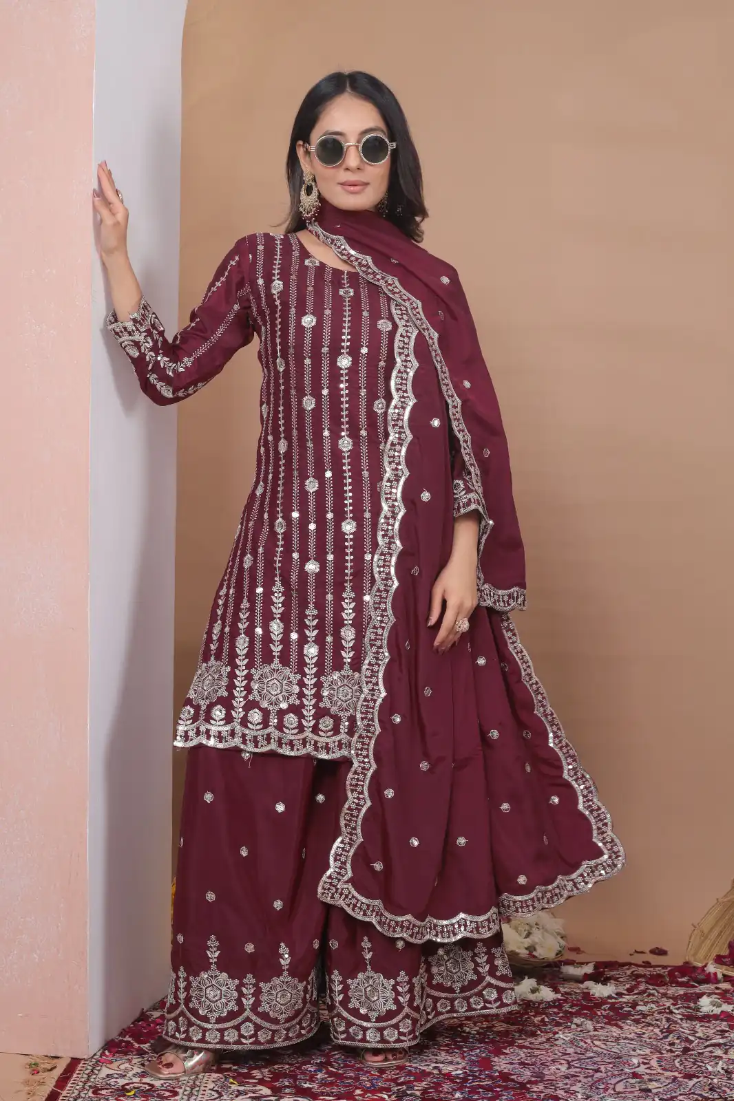 FE 126 Maroon Color Natural Crap Salwar Suit with Embroidery Work. Special Price ₹2399. Delivery 4-6 Working Days. Shop now. | Casual Suits, Jump Suits, Creative suits, Designer Suits, Palazzo Suits, Party Wear Suits, Patiala Suits, Salwar suit, Straight Suits