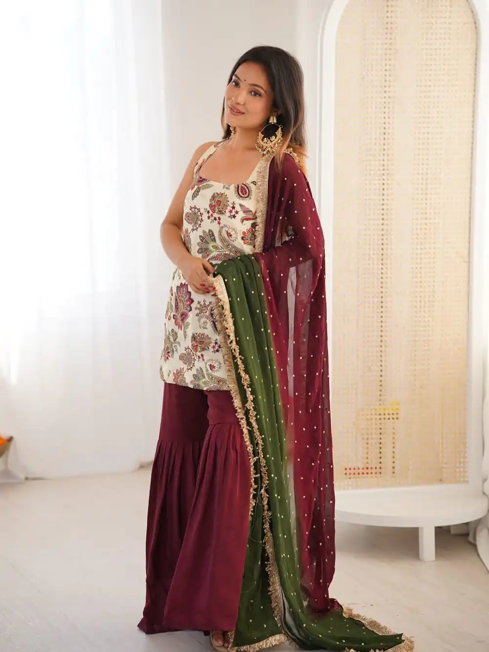 ST 1153 Maroon Color Natural Crep Salwar Suit with Embroidery Work. Wedding, Party, Festive, Best Price ₹2449. Delivery 4-6 Working Days. Shop now. | Casual Suits, Jump Suits, Creative suits, Designer Suits, Palazzo Suits, Party Wear Suits, Patiala Suits, Salwar suit, Straight Suits