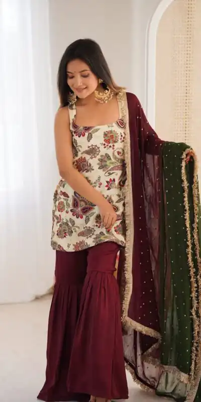 ST 1153 Maroon Color Natural Crep Salwar Suit with Embroidery Work. Wedding, Party, Festive, Best Price ₹2449. Delivery 4-6 Working Days. Shop now. | Casual Suits, Jump Suits, Creative suits, Designer Suits, Palazzo Suits, Party Wear Suits, Patiala Suits, Salwar suit, Straight Suits
