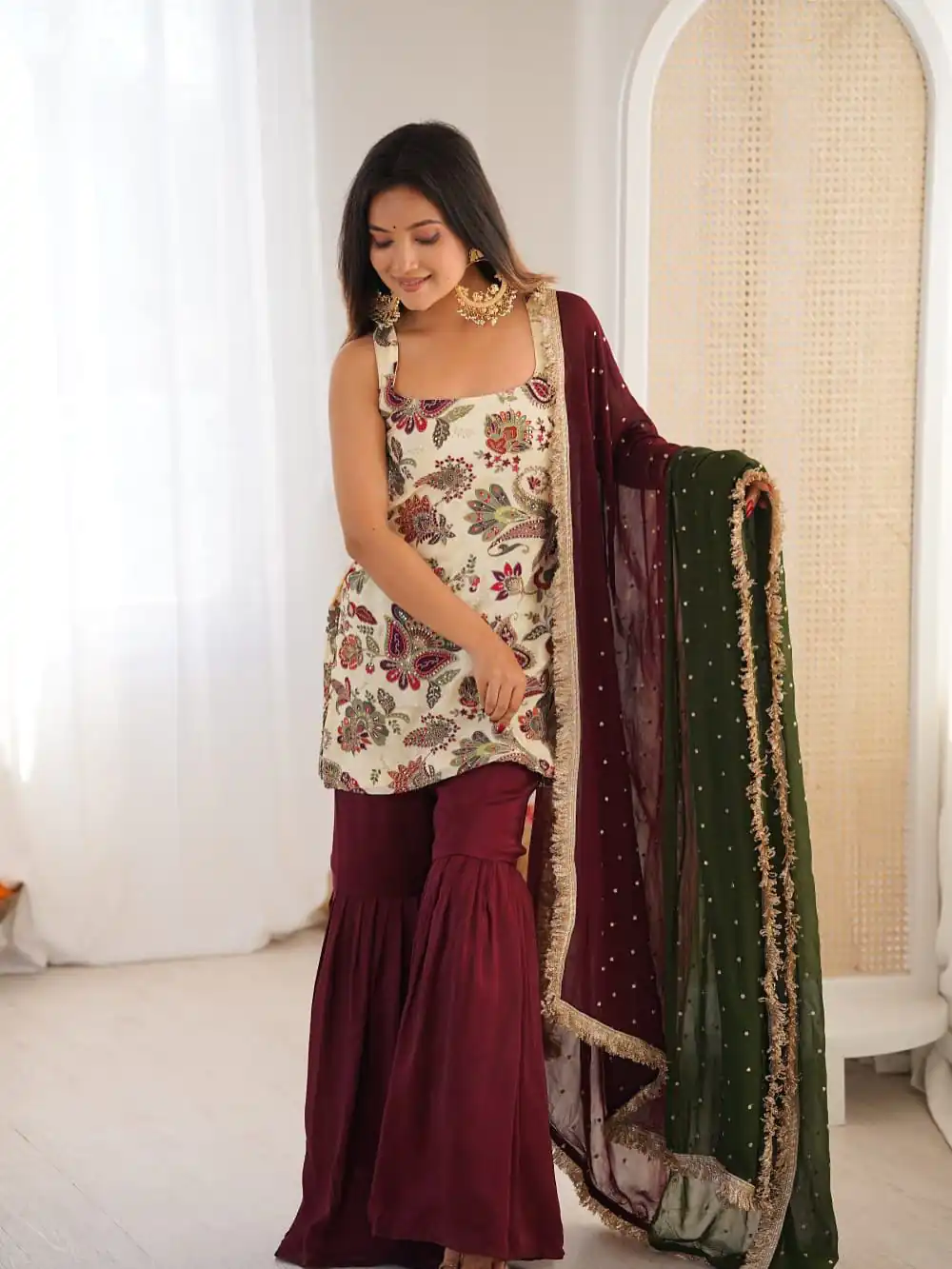 ST 1153 Maroon Color Natural Crep Salwar Suit with Embroidery Work. Wedding, Party, Festive, Best Price ₹2449. Delivery 4-6 Working Days. Shop now. | Casual Suits, Jump Suits, Creative suits, Designer Suits, Palazzo Suits, Party Wear Suits, Patiala Suits, Salwar suit, Straight Suits