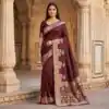 MB 25 GAJRAJ Maroon in Pure Banarasi Silk Zari Work & Lace Work Saree . Introductory Price ₹1899. Delivery 4-6 Working Days. Shop now. | Creative Sarees, Bollywood Sarees, Designer Sarees, Embroidered Sarees, Ethnic Saree, Modern Digital sarees, Party Wear Sarees, Sarees