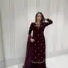 Maroon Velvet Embroidery Work Salwar Suit