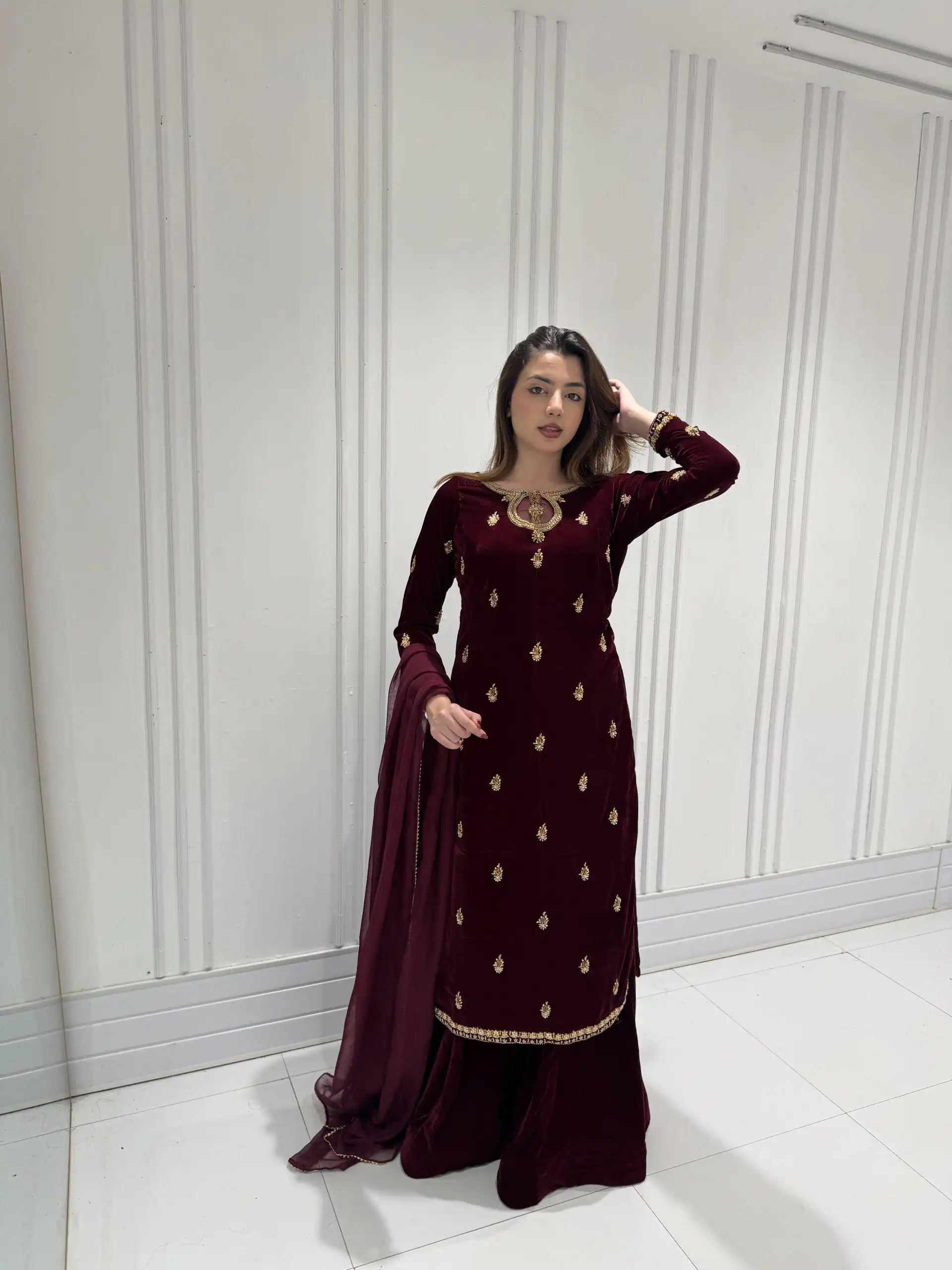 LG 2033 Maroon Color Velvet Embroidery Work Salwar Suit . Wedding, Party, Festive, Events, Available at ₹1949 only. Delivery 4-6 Working Days. Shop now. | Casual Suits, Jump Suits, Tops & Bottoms, Track Suits, Trendy Wear, Creative suits, Designer Suits, Palazzo Suits, Party Wear Suits, Patiala Suits, Salwar suit, Straight Suits