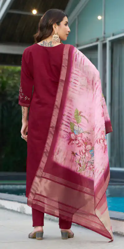 DIVA 115 Maroon Viscose Silk Salwar Suit with Digital Print & Embroidery Work. Festive Deal ₹2049. Delivery 4-6 Working Days. Shop now. | Casual Suits, Jump Suits, Creative suits, Designer Suits, Palazzo Suits, Party Wear Suits, Patiala Suits, Salwar suit, Straight Suits