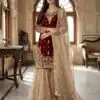 Maroon Zimmy Choo Silk Embroidery Work Slwar Suit
