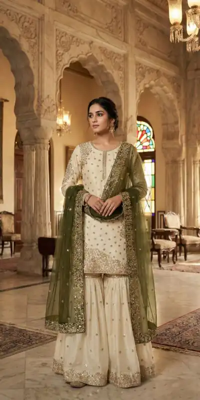 Mehendi Fendy Silk Embroider Work Salwar Suit