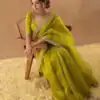 Mehendi Organza Silk With Embroidery Work Saree