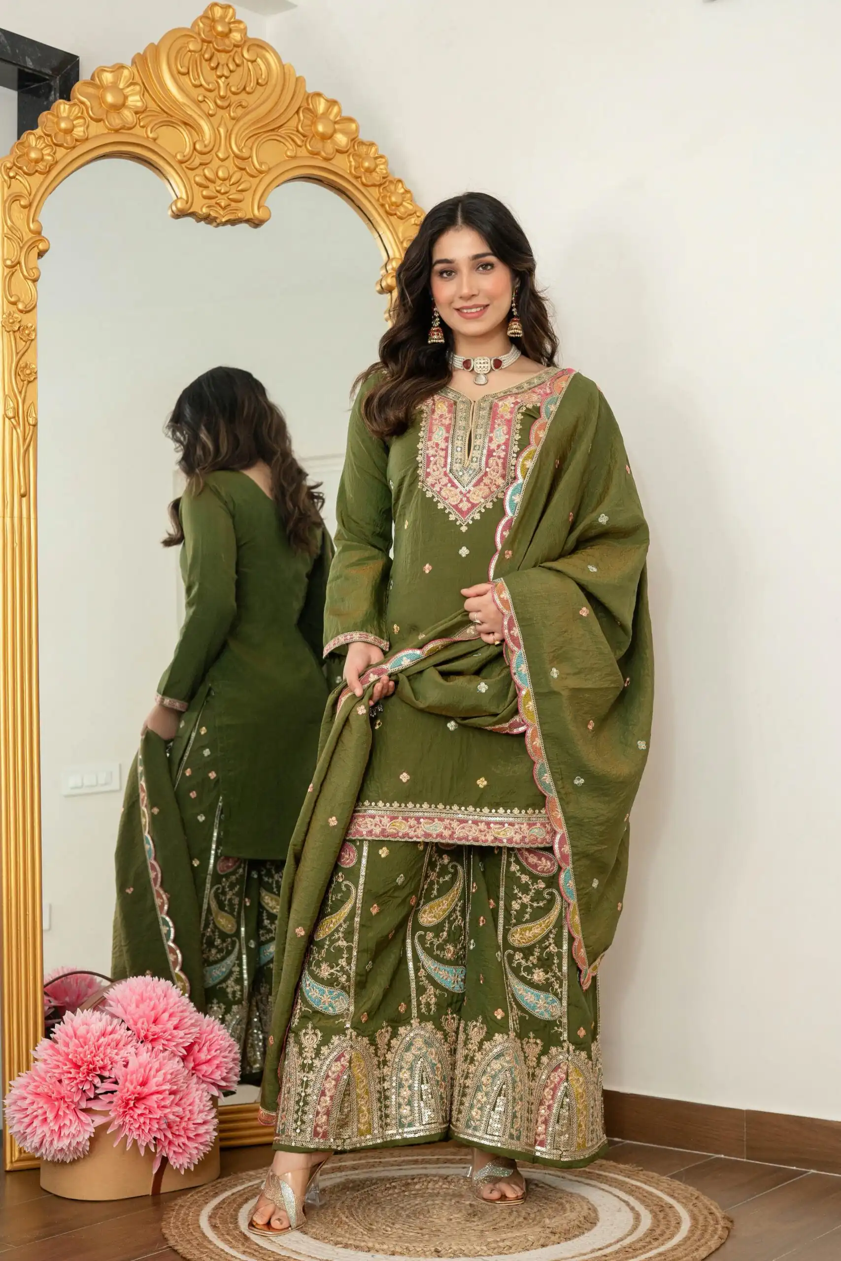 WW 6007 Mehendi Vichitra Silk Salwar Suit with Embroidery Work. Wedding, Party, Festive, Events, Grab it for ₹2599. Delivery 4-6 Working Days. Shop now. | Casual Suits, Jump Suits, Creative suits, Designer Suits, Palazzo Suits, Party Wear Suits, Patiala Suits, Salwar suit, Straight Suits