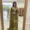 Mehendi Zimmy Silk Lace Embroidery Work Salwar Suit