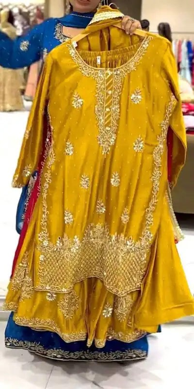 NF 1249 Mustered Color Chinon Silk Salwar Suit with Embroidery Work. Online Get it for ₹2149. Delivery 4-6 Working Days. Shop now. | Casual Suits, Jump Suits, Creative suits, Designer Suits, Palazzo Suits, Party Wear Suits, Patiala Suits, Salwar suit, Straight Suits
