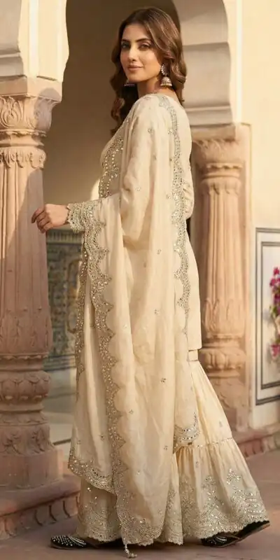 MF 459 Off White Chinon Silk Sequence Work Salwar Suit. Online Affordable Price ₹2549. Delivery 4-6 Working Days. Shop now. | Casual Suits, Jump Suits, Creative suits, Designer Suits, Palazzo Suits, Party Wear Suits, Patiala Suits, Salwar suit, Straight Suits