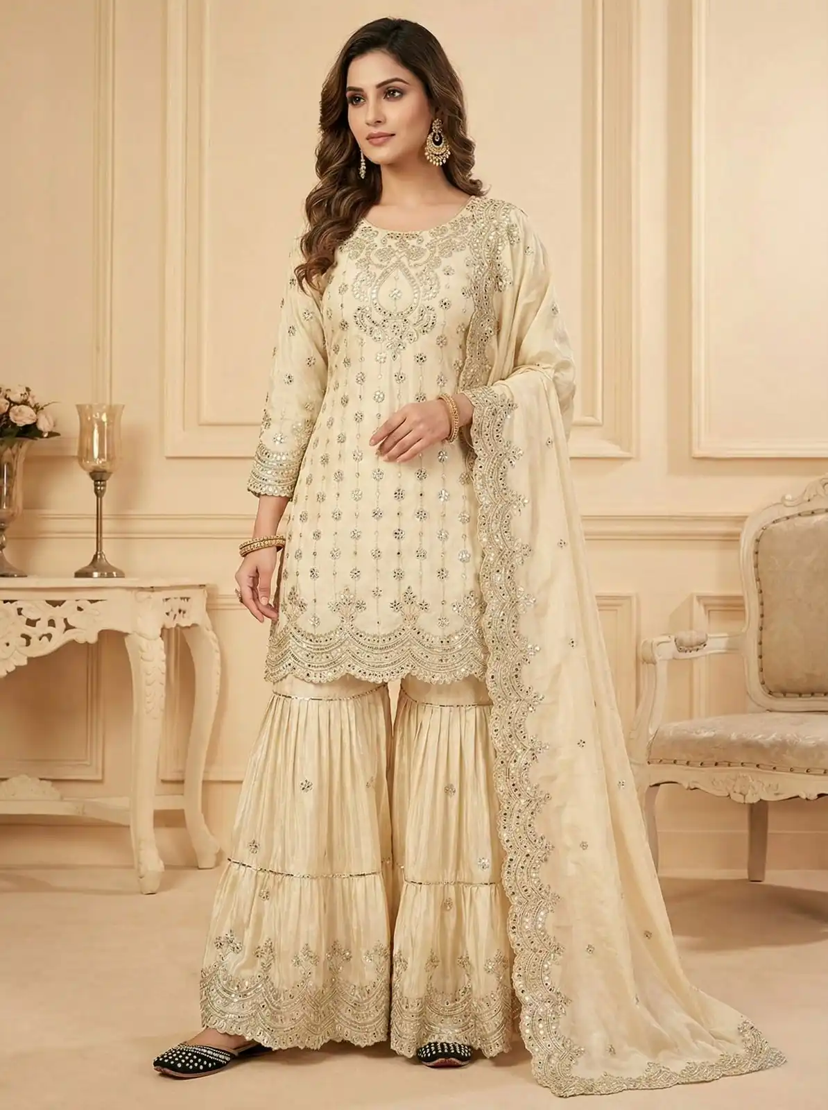MF 459 Off White Chinon Silk Sequence Work Salwar Suit. Online Affordable Price ₹2549. Delivery 4-6 Working Days. Shop now. | Casual Suits, Jump Suits, Creative suits, Designer Suits, Palazzo Suits, Party Wear Suits, Patiala Suits, Salwar suit, Straight Suits