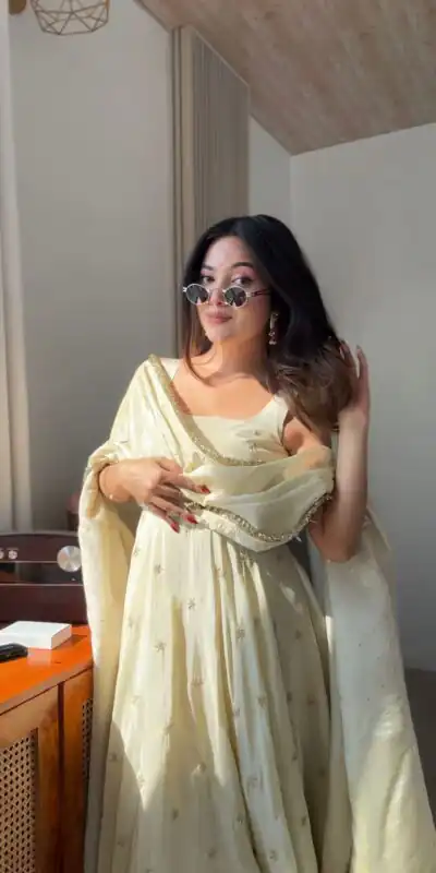 SRK 5325 Off White in Cosmos Embroidery Work & Lace Work Salwar Suit Gold. Available at ₹2099 only. Delivery 4-6 Working Days. Shop now. | Casual Suits, Jump Suits, Creative suits, Designer Suits, Palazzo Suits, Party Wear Suits, Patiala Suits, Salwar suit, Straight Suits